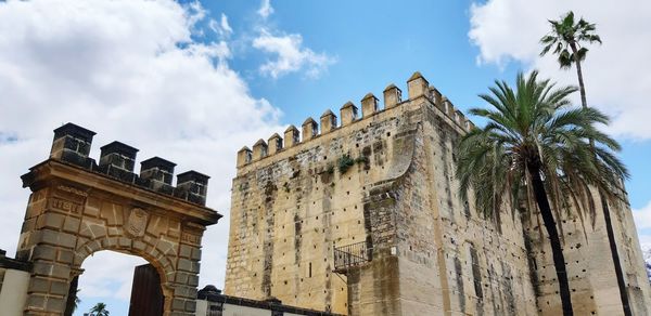 Low angle view of old building against sky