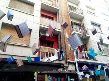 Low angle view of multi colored residential building