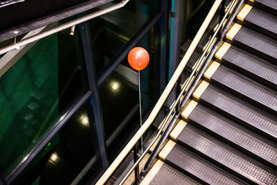 Low angle view of illuminated staircase in building