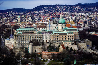 High angle view of townscape against sky