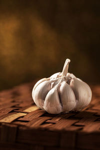 Close-up of garlic on table