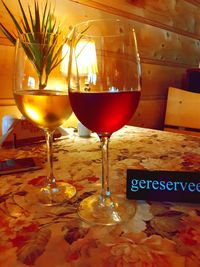 Close-up of wine glass on table