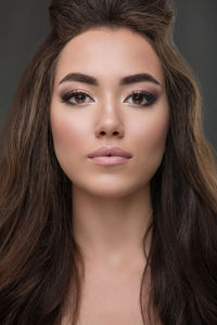 Close-up portrait of a beautiful young woman