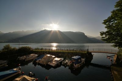 Scenic view of sea with mountains in background