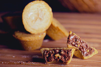 Close-up of desserts on table