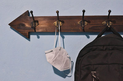 Low angle view of clothes hanging on wall