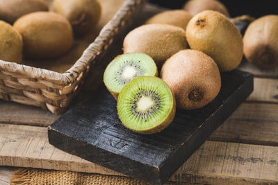 High angle view of fruits on table