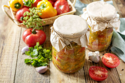 Close-up of food on table