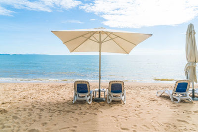 Scenic view of beach against sky