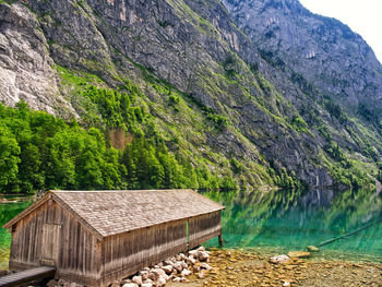 Scenic view of lake by mountain