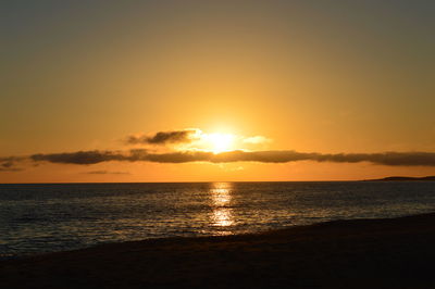 Scenic view of sea at sunset