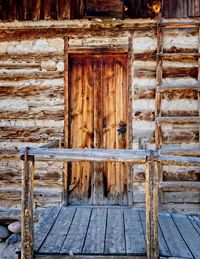 Full frame shot of old wooden door of house