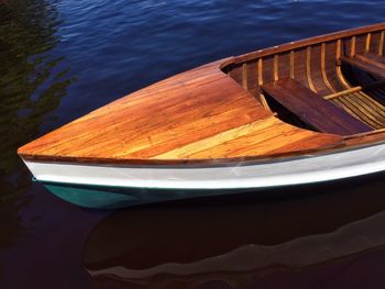 High angle view of boat in lake