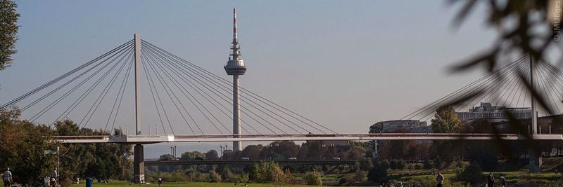 View of buildings against clear sky