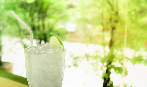 Close-up of drink on glass