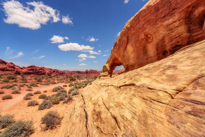 Low angle view of rock formation