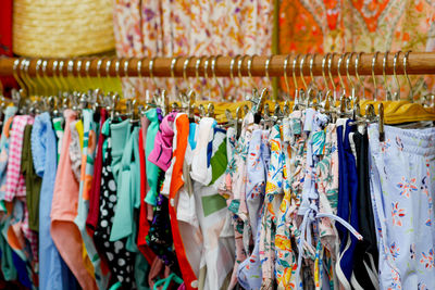 Clothes drying on rack