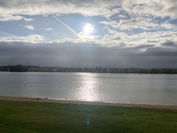 Scenic view of lake against sky
