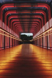 View of empty covered footbridge