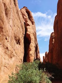 Low angle view of rock formations