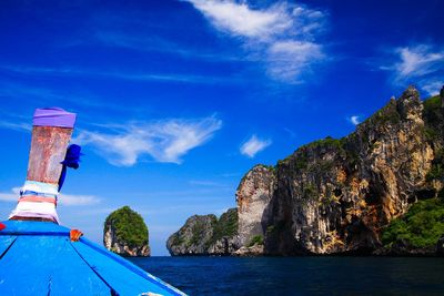 Scenic view of sea against blue sky