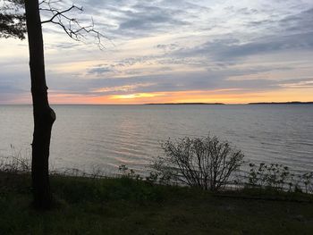 Scenic view of sea against sky during sunset