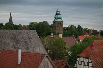 Low angle view of buildings in town