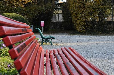 Empty bench in park