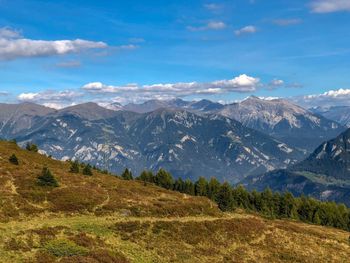 Scenic view of mountains against sky