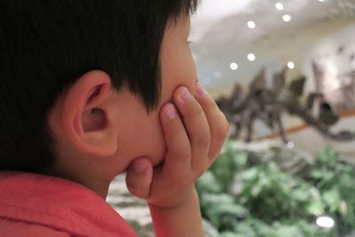 Close-up of boy in museum