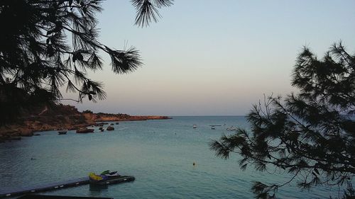 Scenic view of sea against clear sky