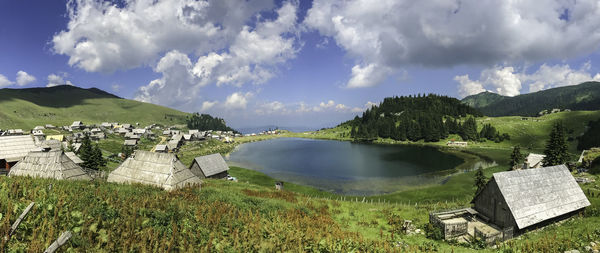 Panoramic view of lake against sky