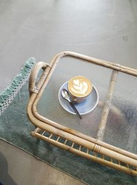 High angle view of coffee on table