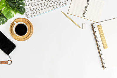 Directly above shot of coffee cup on table