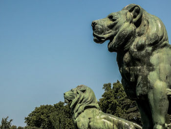 Low angle view of statue against clear sky