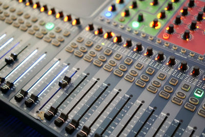 Close-up of sound mixer