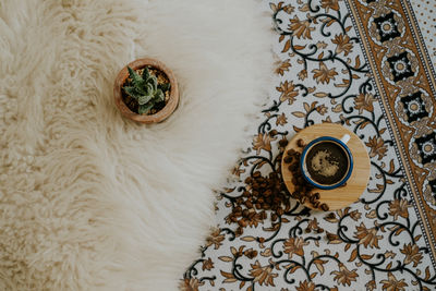 Directly above shot of coffee on table