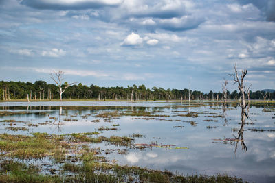 Scenic view of lake against sky