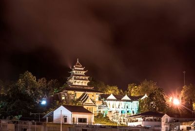 Low angle view of illuminated building