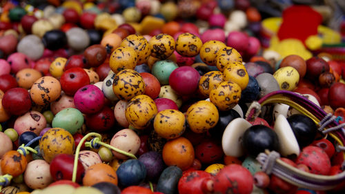 Full frame shot of beads for sale in market