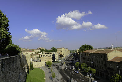 High angle view of city against sky