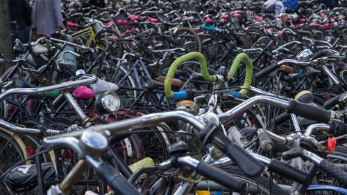 Close-up of bicycles