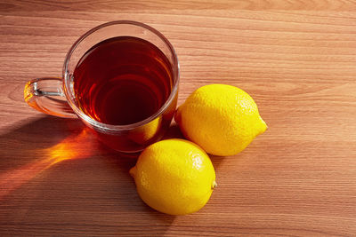 High angle view of tea on table