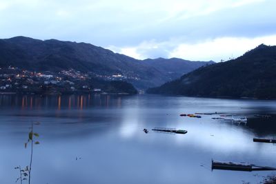 Scenic view of lake against sky