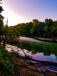 Scenic view of lake against clear sky