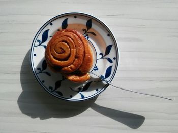 Close-up of dessert in plate on table