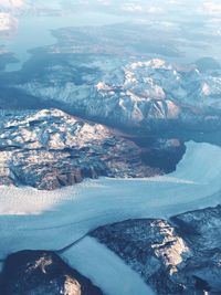 High angle view of snow covered landscape