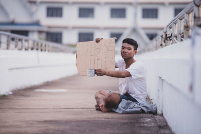 Young man relaxing outdoors