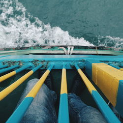 Low section of boat sailing in sea