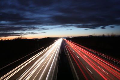 Light trails on highway at night